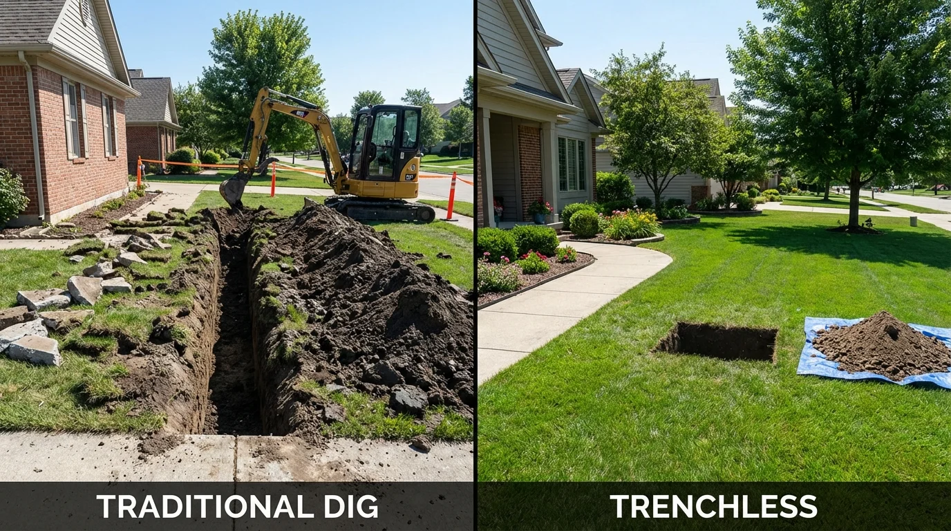 Trenchless sewer repair with minimal yard damage versus traditional excavation in Sylacauga, AL